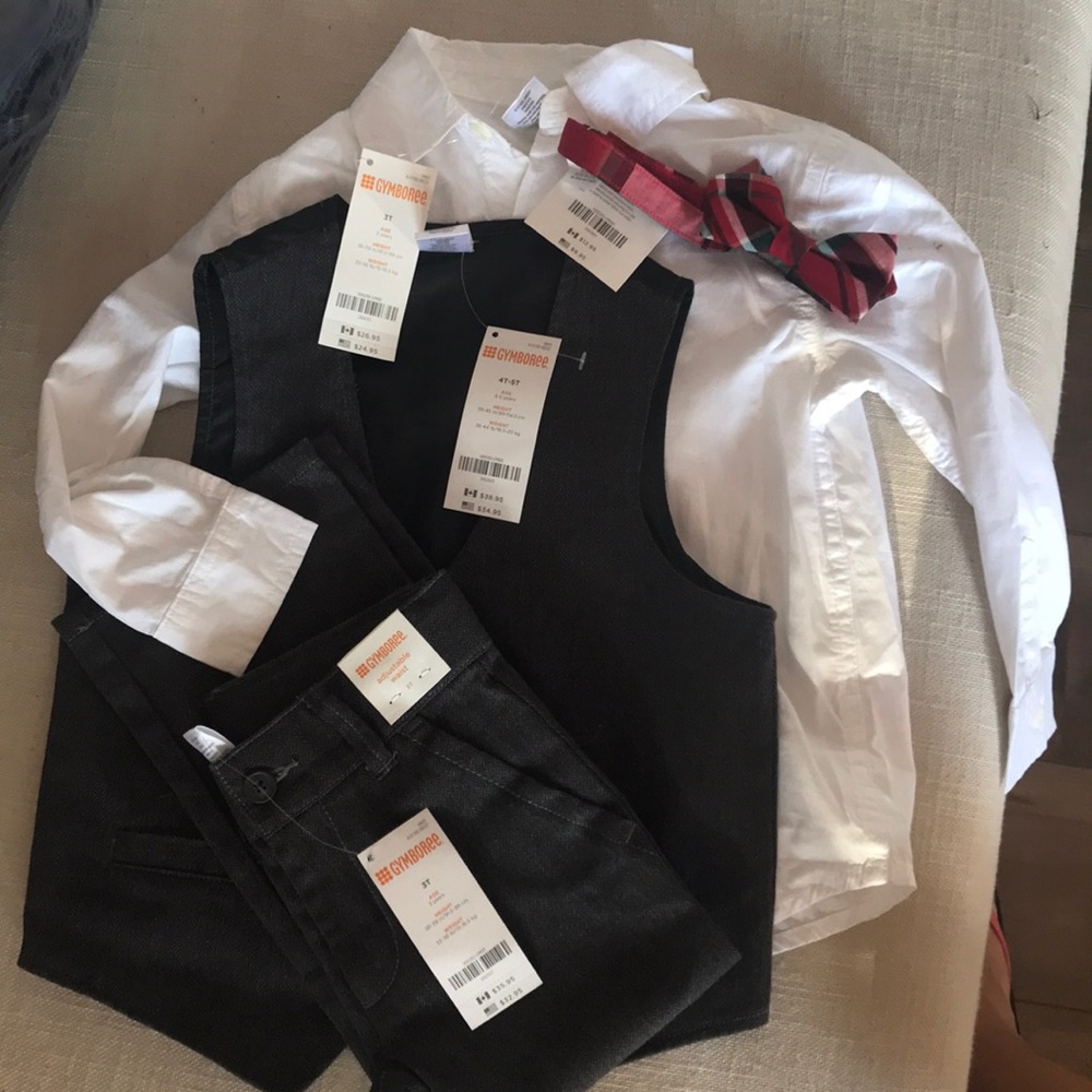 GymboreeBoys dress shirt, tie, vest and slacks